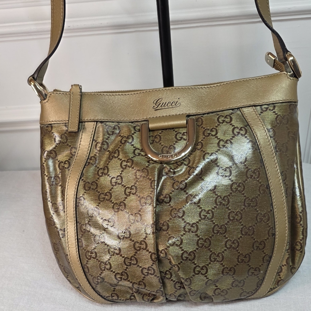 Gucci Abbey shoulder bag in gold crystal coated canvas